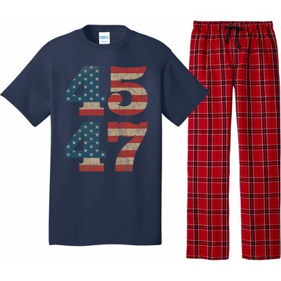 Trump 2024 45 47 Vintage American Flag Retro 4547 Trump 2024 Pajama Set