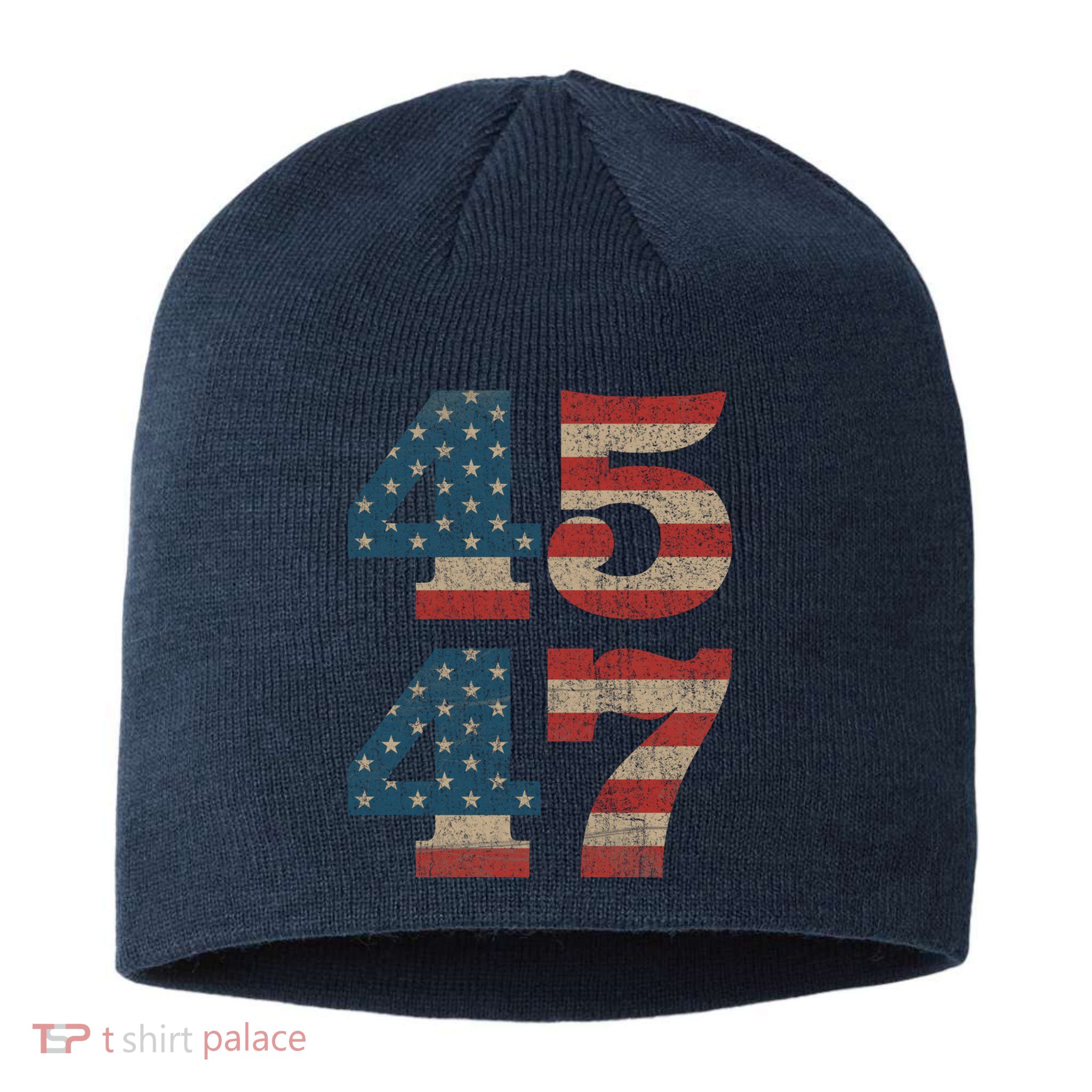 Trump 2024 45 47 Vintage American Flag Retro 4547 Trump 2024 Sustainable Beanie