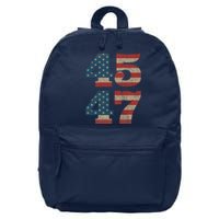 Trump 2024 45 47 Vintage American Flag Retro 4547 Trump 2024 16 in Basic Backpack