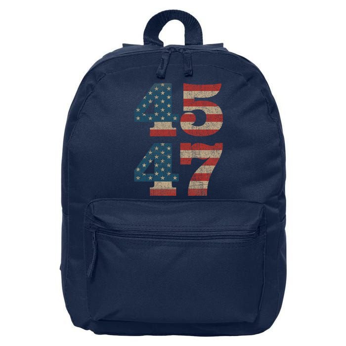 Trump 2024 45 47 Vintage American Flag Retro 4547 Trump 2024 16 in Basic Backpack