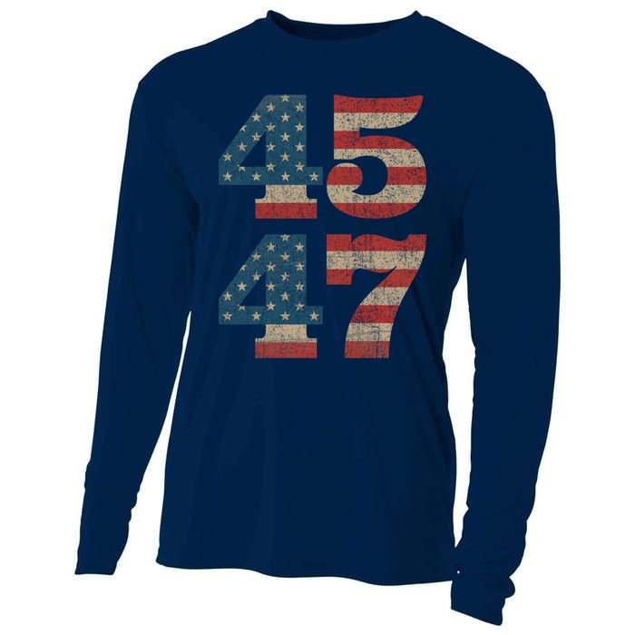 Trump 2024 45 47 Vintage American Flag Retro 4547 Trump 2024 Cooling Performance Long Sleeve Crew