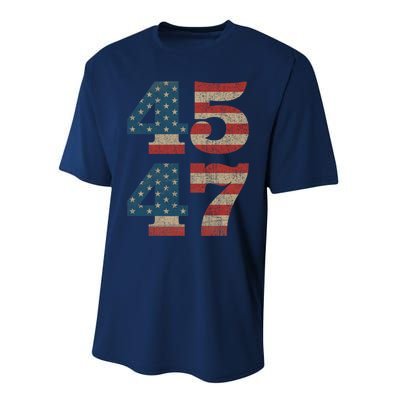 Trump 2024 45 47 Vintage American Flag Retro 4547 Trump 2024 Performance Sprint T-Shirt