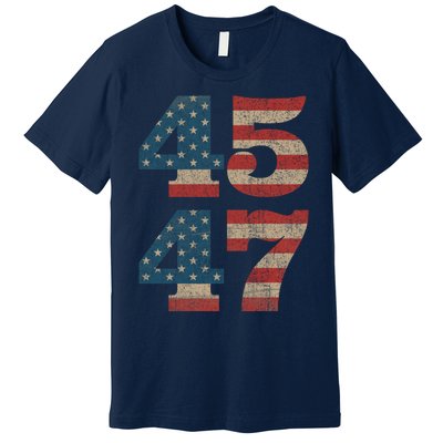 Trump 2024 45 47 Vintage American Flag Retro 4547 Trump 2024 Premium T-Shirt