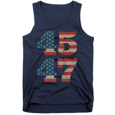 Trump 2024 45 47 Vintage American Flag Retro 4547 Trump 2024 Tank Top