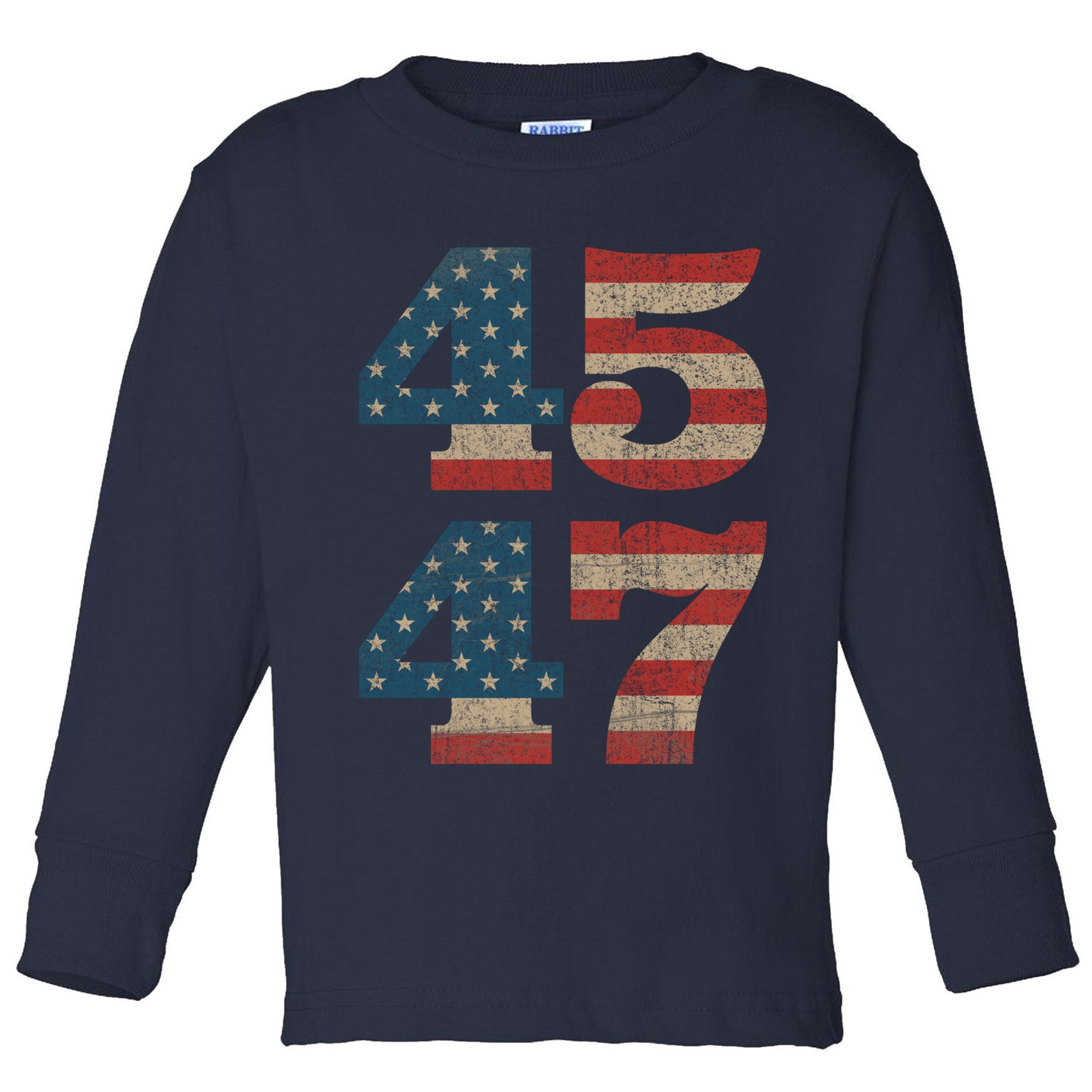 Trump 2024 45 47 Vintage American Flag Retro 4547 Trump 2024 Toddler Long Sleeve Shirt