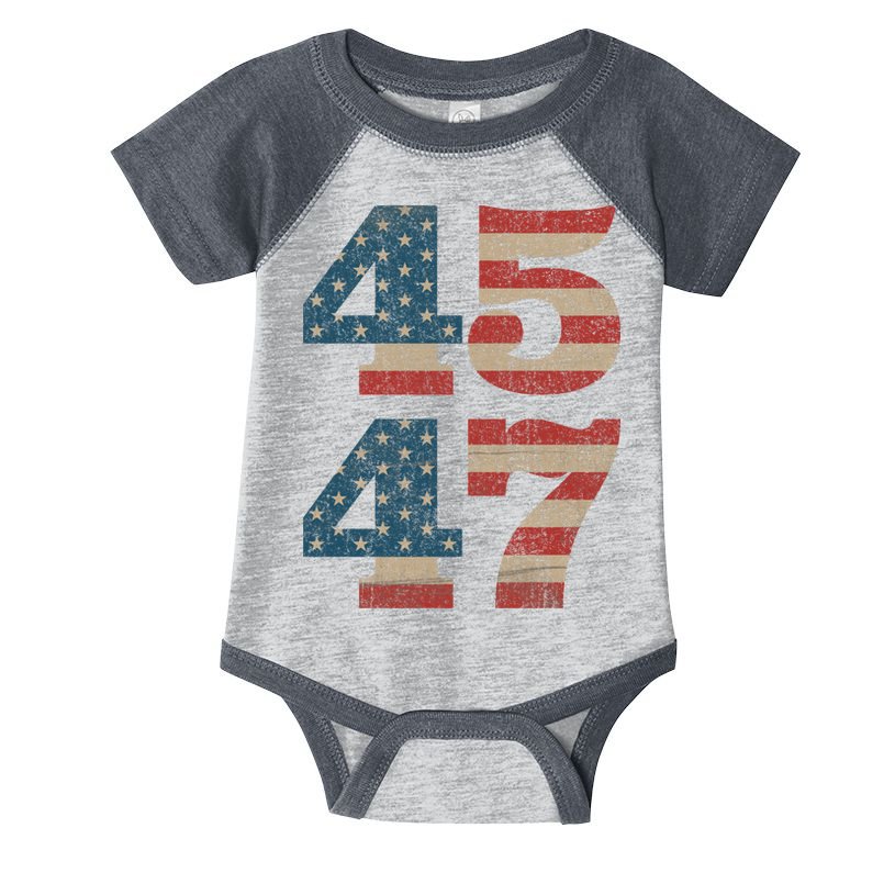 Trump 2024 45 47 Vintage American Flag Retro 4547 Trump 2024 Infant Baby Jersey Bodysuit