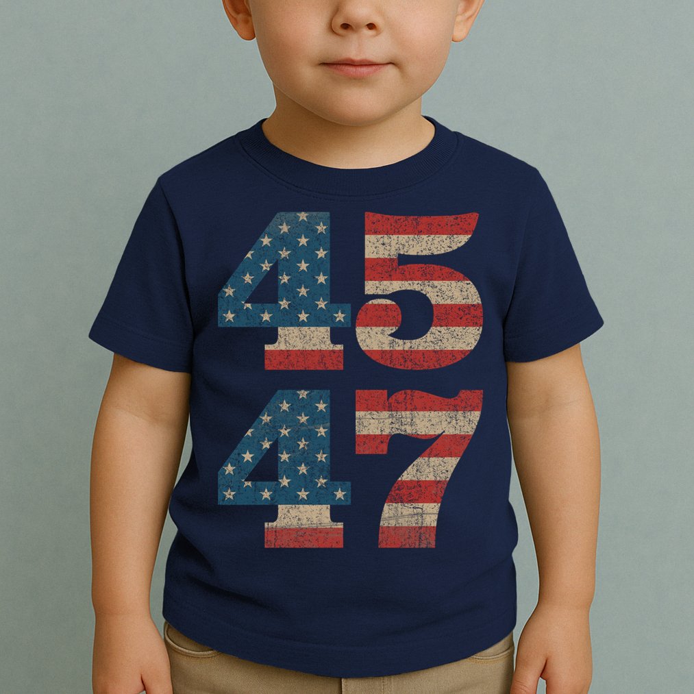 Trump 2024 45 47 Vintage American Flag Retro 4547 Trump 2024 Toddler T-Shirt