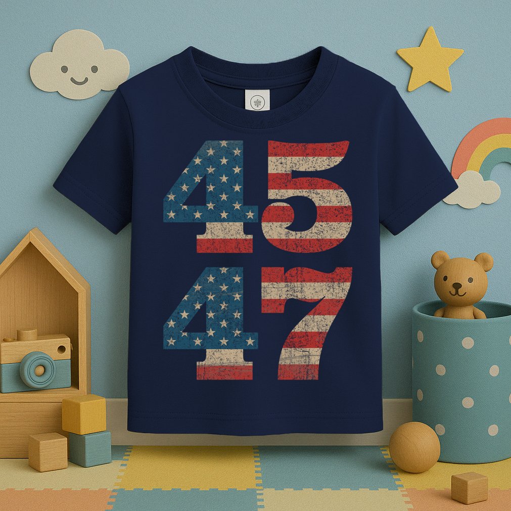 Trump 2024 45 47 Vintage American Flag Retro 4547 Trump 2024 Toddler T-Shirt