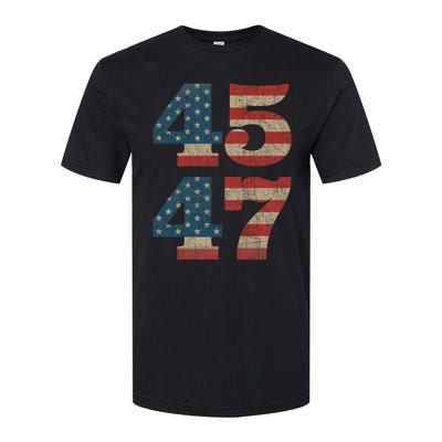 Trump 2024 45 47 Vintage American Flag Retro 4547 Trump 2024 Softstyle CVC T-Shirt