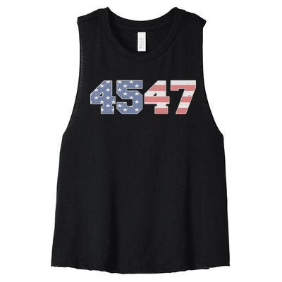 Trump 2024 45 47 American Flag 4547 Trump 2024 Women's Racerback Cropped Tank