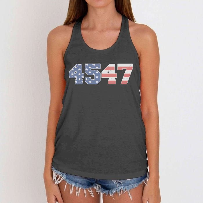 Trump 2024 45 47 American Flag 4547 Trump 2024 Women's Knotted Racerback Tank