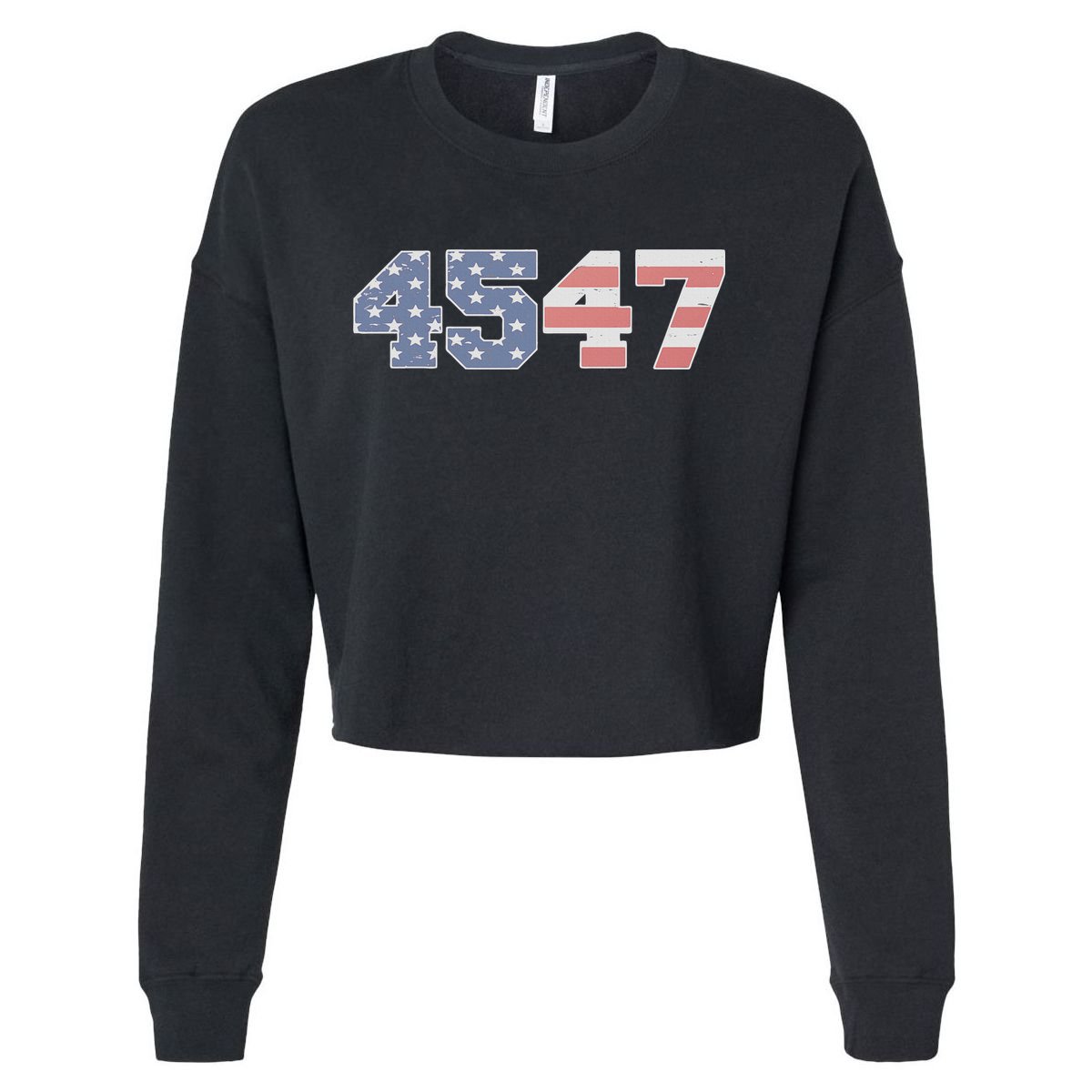 Trump 2024 45 47 American Flag 4547 Trump 2024 Cropped Pullover Crew