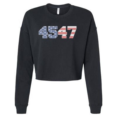 Trump 2024 45 47 American Flag 4547 Trump 2024 Cropped Pullover Crew