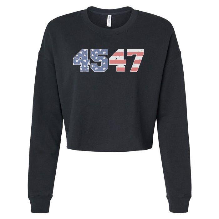 Trump 2024 45 47 American Flag 4547 Trump 2024 Cropped Pullover Crew