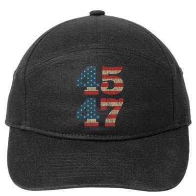 Trump 2024 45 47 Vintage American Flag Retro 45 47 Trump 2024 7-Panel Snapback Hat