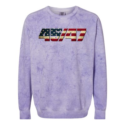 Trump 2024 45 47 American Flag Colorblast Crewneck Sweatshirt