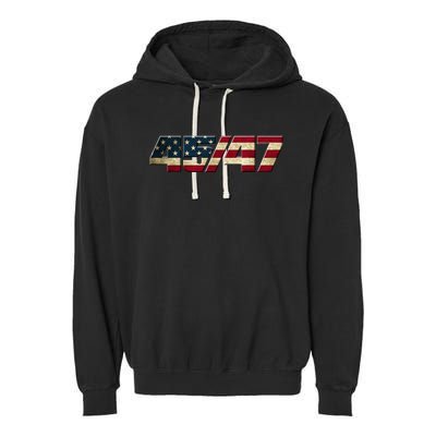 Trump 2024 45 47 American Flag Garment-Dyed Fleece Hoodie