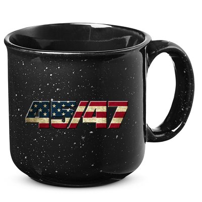 Trump 2024 45 47 American Flag 15oz Campfire Ceramic Mug