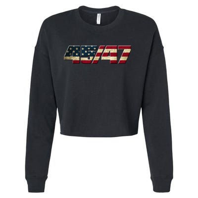 Trump 2024 45 47 American Flag Cropped Pullover Crew