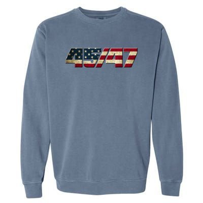 Trump 2024 45 47 American Flag Garment-Dyed Sweatshirt