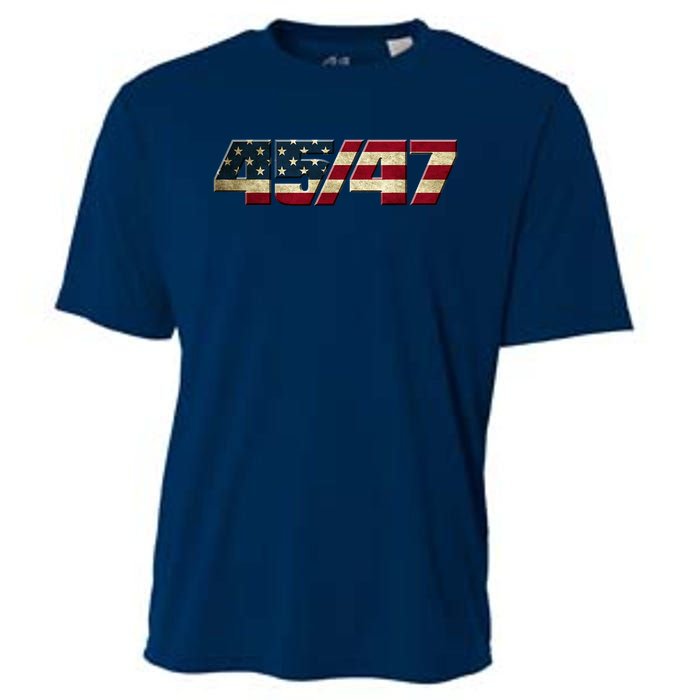 Trump 2024 45 47 American Flag Cooling Performance Crew T-Shirt