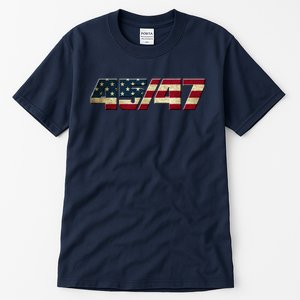 Trump 2024 45 47 American Flag Tall T-Shirt