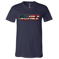 Trump 2024 45 47 American Flag V-Neck T-Shirt