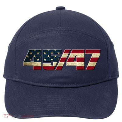 Trump 2024 45 47 American Flag 7-Panel Snapback Hat