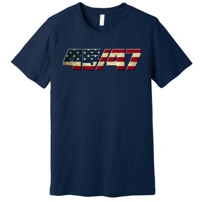 Trump 2024 45 47 American Flag Premium T-Shirt