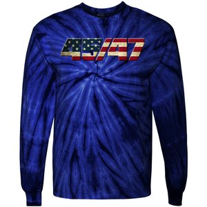 Trump 2024 45 47 American Flag Tie-Dye Long Sleeve Shirt