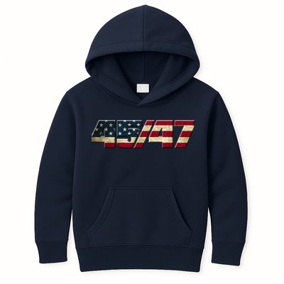 Trump 2024 45 47 American Flag Kids Hoodie