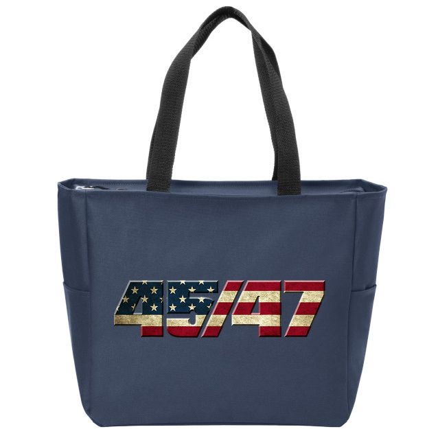 Trump 2024 45 47 American Flag Zip Tote Bag