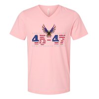 Trump 2024 45 47 Vintage American Flag Retro 4547 V-Neck T-Shirt