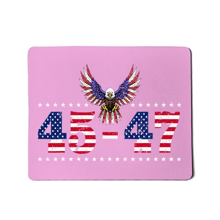 Trump 2024 45 47 Vintage American Flag Retro 4547 Mousepad