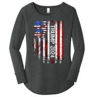 Trump 2024 45 47 Vintage American Flag Retro 4547 Women's Perfect Tri Tunic Long Sleeve Shirt