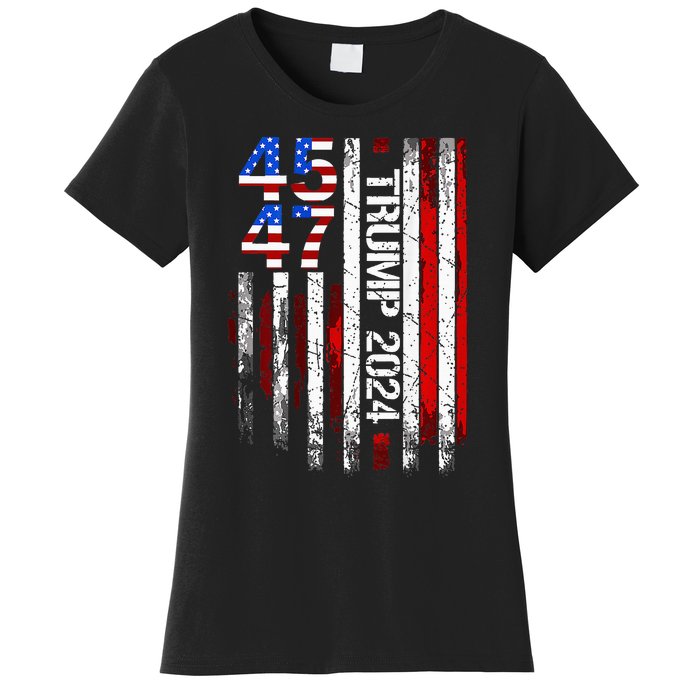 Trump 2024 45 47 Vintage American Flag Retro 4547 Women's T-Shirt