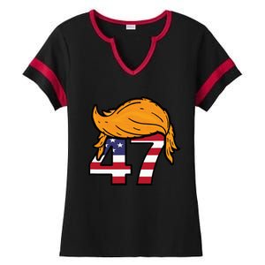 TRUMP 2024 47th President Hair Ladies Halftime Notch Neck Tee