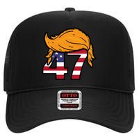 TRUMP 2024 47th President Hair High Crown Mesh Back Trucker Hat