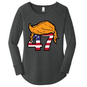 TRUMP 2024 47th President Hair Women's Perfect Tri Tunic Long Sleeve Shirt