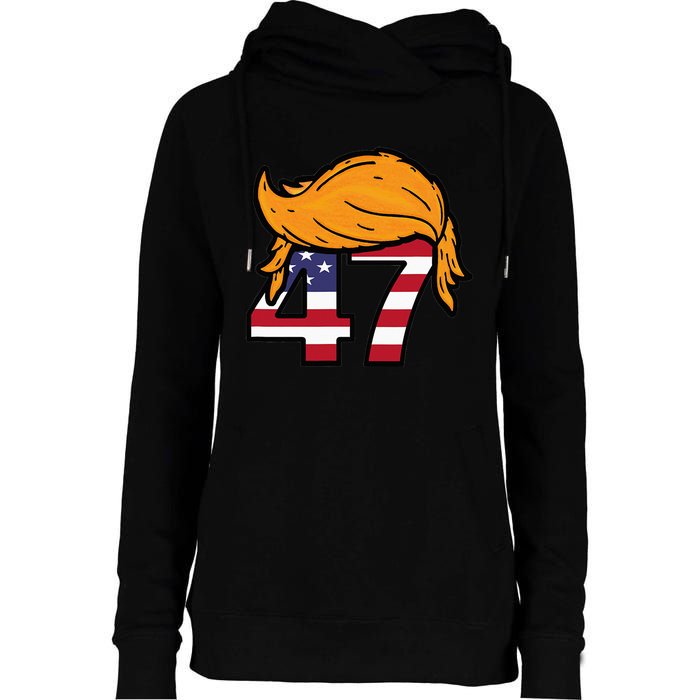 TRUMP 2024 47th President Hair Womens Funnel Neck Pullover Hood