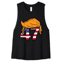 TRUMP 2024 47th President Hair Women's Racerback Cropped Tank