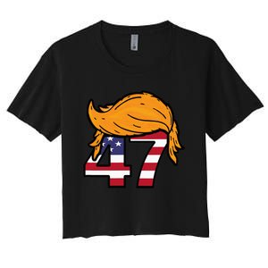 TRUMP 2024 47th President Hair Women's Crop Top Tee