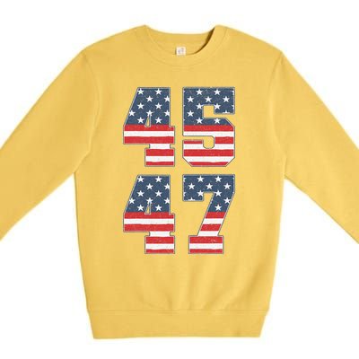 Trump 2024 45 47 Vintage American Flag Retro 4547 Trump 2024 Premium Crewneck Sweatshirt