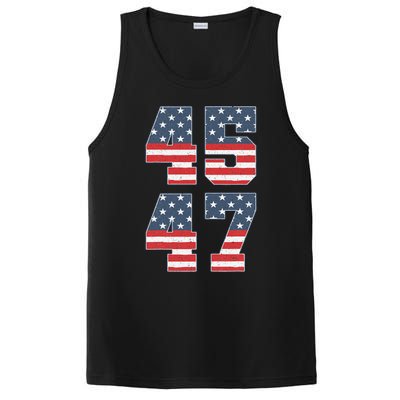 Trump 2024 45 47 Vintage American Flag Retro 4547 Trump 2024 PosiCharge Competitor Tank