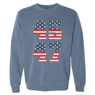 Trump 2024 45 47 Vintage American Flag Retro 4547 Trump 2024 Garment-Dyed Sweatshirt