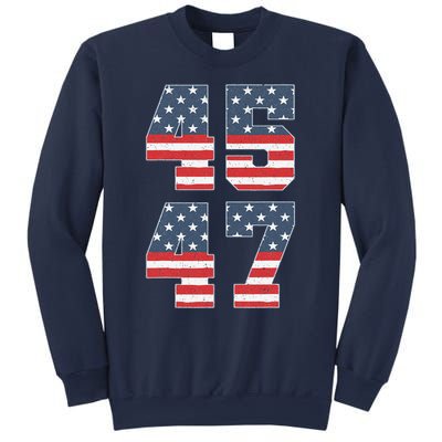 Trump 2024 45 47 Vintage American Flag Retro 4547 Trump 2024 Sweatshirt