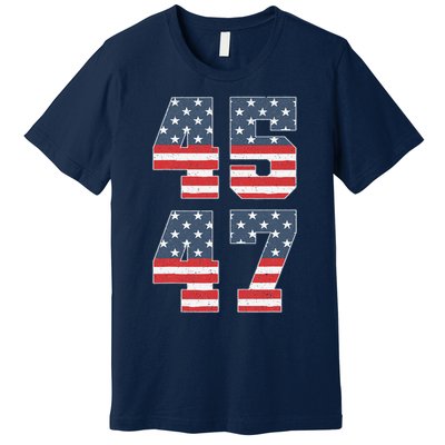 Trump 2024 45 47 Vintage American Flag Retro 4547 Trump 2024 Premium T-Shirt