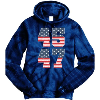 Trump 2024 45 47 Vintage American Flag Retro 4547 Trump 2024 Tie Dye Hoodie