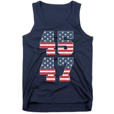 Trump 2024 45 47 Vintage American Flag Retro 4547 Trump 2024 Tank Top