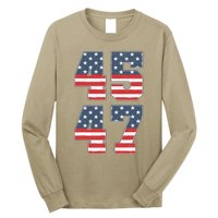 Trump 2024 45 47 Vintage American Flag Retro 4547 Trump 2024 Long Sleeve Shirt